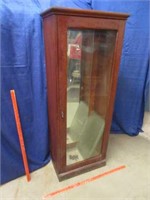 antique oak glass door cabinet (nearly 5ft tall)