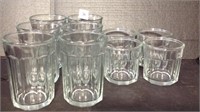 Clear glass tumbler and rocks glasses