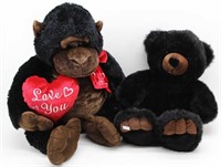 Valentine Gorilla & Stuffed Bear Friend