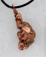 Necklace - Copper nugget on leather