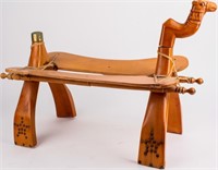 Furniture Vintage Ottoman Camel Saddle Footstool