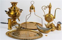 Vintage Middle Eastern Brass Trays Teapot Sets