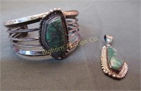 Bracelet & Pendant Set Green Turquoise