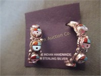 Native American Earrings Multi Stone & Sterling