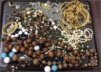 Tray lot of costume jewelry , includes necklaces,
