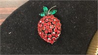 Nice rhinestone strawberry brooch by Weiss, 2