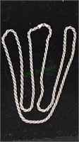 Silver 30 inch rope chain necklace marked 925,