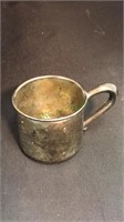 Sterling silver baby cup with handle, 2 1/4