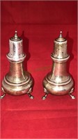 Pair of sterling Silver footed shakers, 5 inches