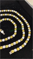 Necklace marked 925 with clear and yellow