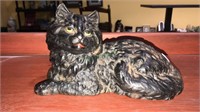 Cast-iron kitty cat doorstop, 10 1/2 inches long,