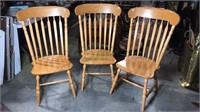 Three Spindle back oak chairs nice tall back’s,