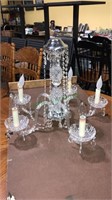 Crystal glass five light chandelier with prisms,