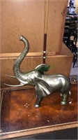 Large brass elephant, about 27 inches tall, (953)