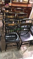 Set of six Hitchcock side chairs black with