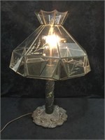 Lamp with Clear Glass Shade and Metal Decorative