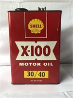 Shell X-100 30/40 1 gallon oil tin