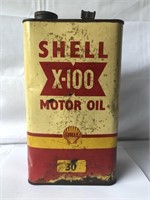 Shell X-100 1 gallon oil tin