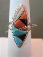 Native American Ring Size 6: Multi Stone Sterling