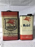 Vacuum & Mobil oil tins