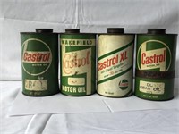 4 x Castrol quart oil tins