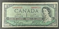 1954  Bank of Canada $1 Modified Portrait note