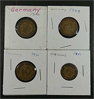 4  German Pfenning coins