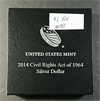 2014 Civil Rights Unc. Commemorative Silver Dollar