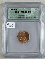 1949-S  Lincoln Cent  ICG  MS-66 RD
