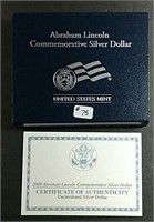 2009  Lincoln Unc. Commemorative Silver Dollar