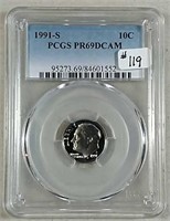 1991-S  Roosevelt Dime  PCGS  PR-69 DCAM