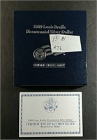 2009 Braille Proof Commemorative Silver Dollar