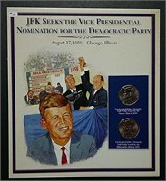 4  P & D sets of Kennedy Half Dollars & stamps
