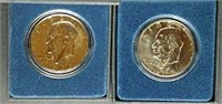 2  Gold colored Bicentennial Eisenhower dollars