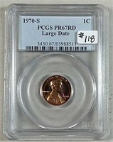 1970-S  "Large date"  Lincoln Cent  PCGS  PR-67 RD