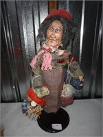 Artist Folk Art Peddler Doll - Granny Wool & Scrap