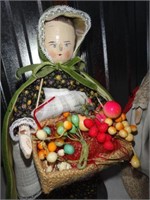 Artist Folk Art Peddler Doll - (Two) 11" Candied F