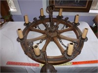 Vintage Large Wagon Wheel Castle Chandelier