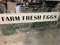Country farmhouse metal Farm Fresh Eggs 6ft sign