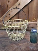 Antique wire egg gathering basket