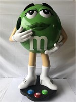 Rare large M & M"s Greenie mascot on wheels