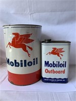 Mobiloil out board & Mobiloil tins