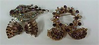 Brooch and Earrings Sets shades of purple
