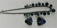 Weiss Necklace and Earrings Blue and green stones