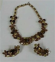 Necklace & Earring Set, Large stones in brown tone
