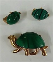 Eisenberg Turtle brooch & earring set