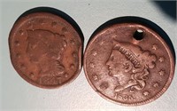 1835 & 1847 One Cent Coins - some damage