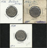 1934 & 1936 (2) Buffalo Nickels