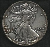 1989 Fine Silver Dollar Coin  1 ounce