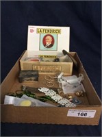 Vintage jewelry and cigar box, jewelry box and
